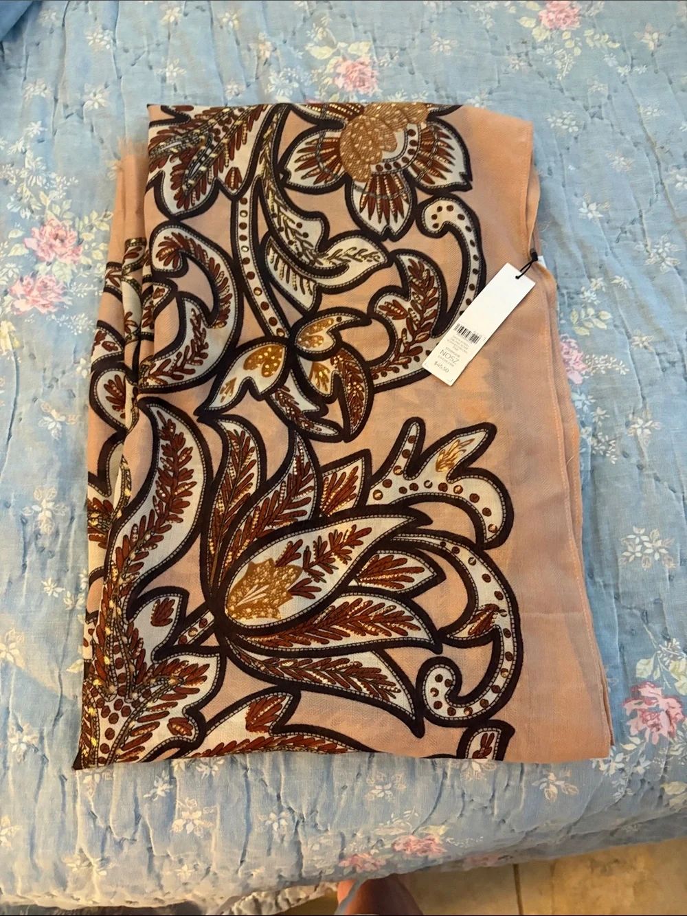 Chico’s Pink Paisley Print Lightweight Scarf